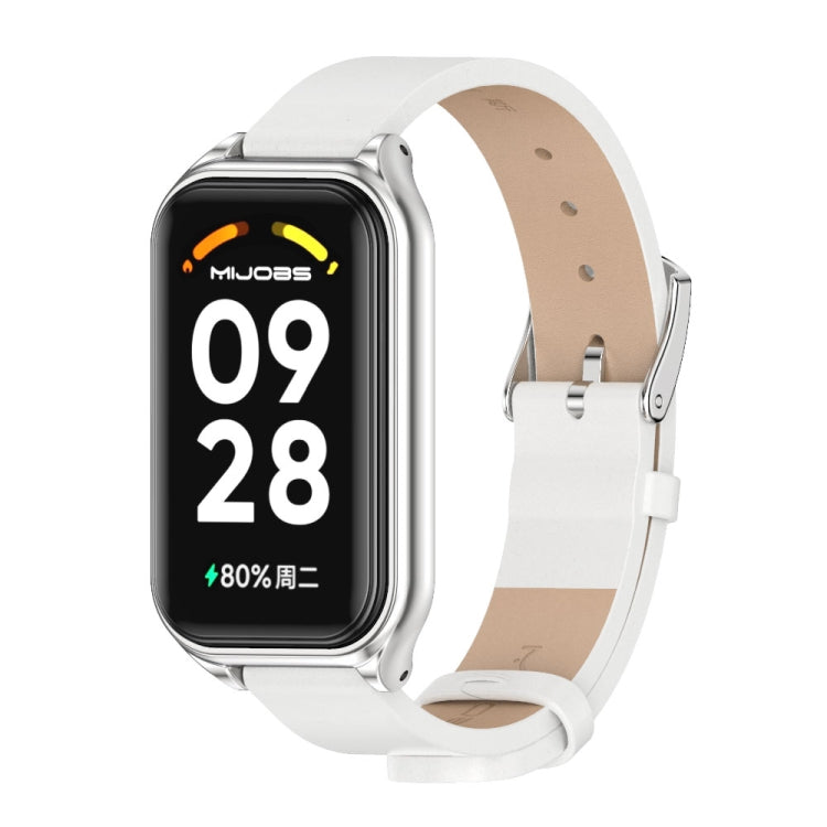For Redmi Band 2 Mijobs Metal Shell Microfiber PU Leather Watch Band
