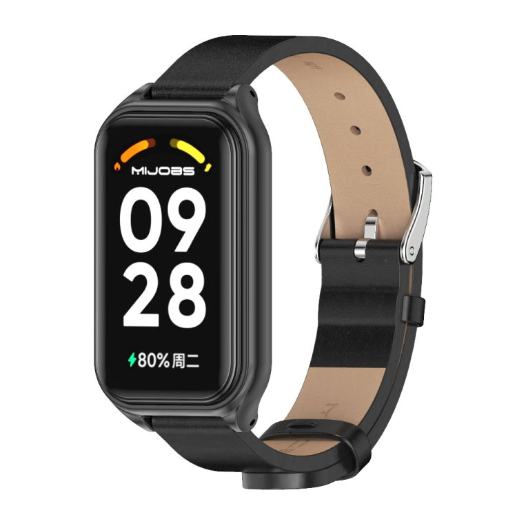 For Redmi Band 2 Mijobs Metal Shell Microfiber PU Leather Watch Band