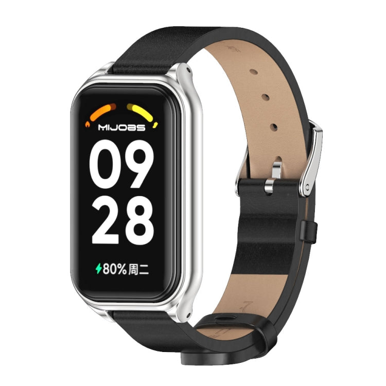 For Redmi Band 2 Mijobs Metal Shell Microfiber PU Leather Watch Band