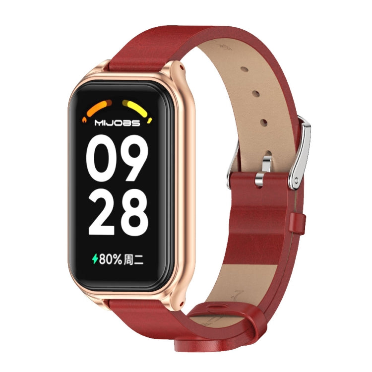 For Redmi Band 2 Mijobs Metal Shell Microfiber PU Leather Watch Band