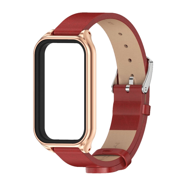 For Redmi Band 2 Mijobs Metal Shell Microfiber PU Leather Watch Band