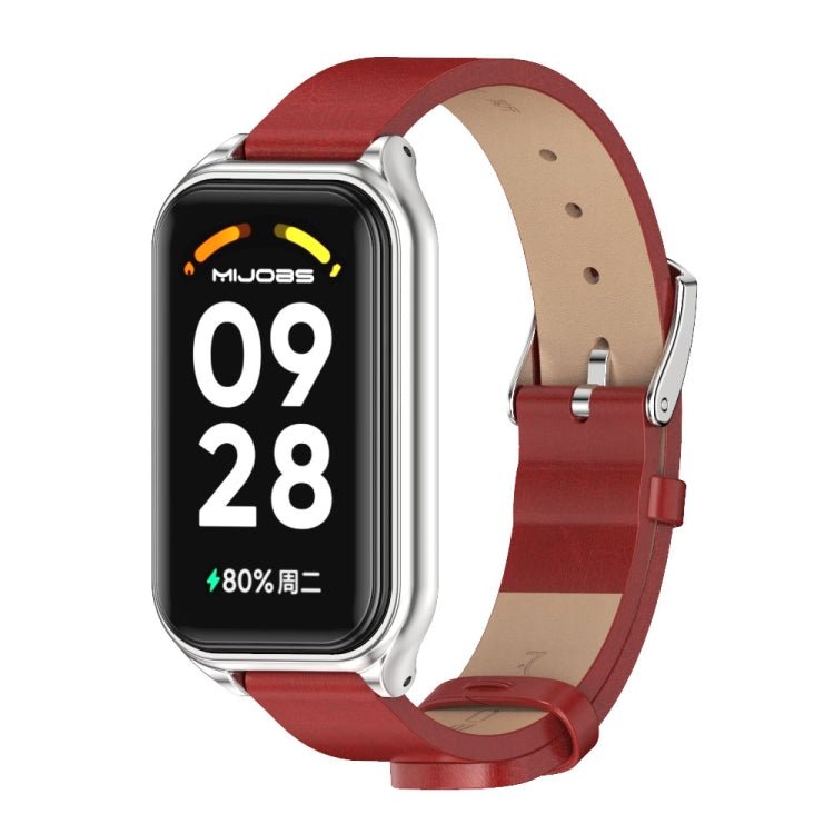 For Redmi Band 2 Mijobs Metal Shell Microfiber PU Leather Watch Band