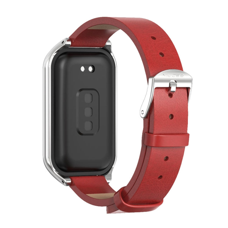 For Redmi Band 2 Mijobs Metal Shell Microfiber PU Leather Watch Band