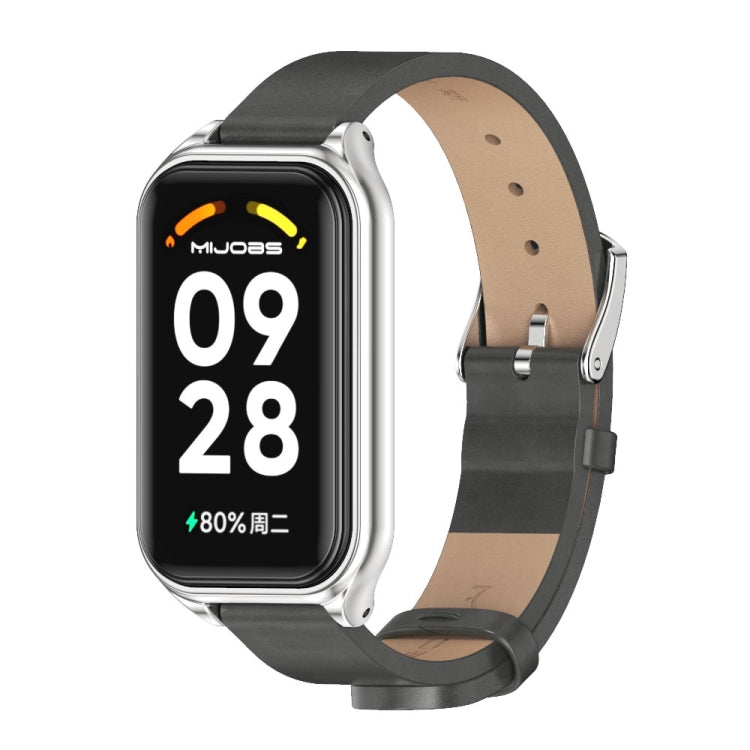 For Redmi Band 2 Mijobs Metal Shell Microfiber PU Leather Watch Band