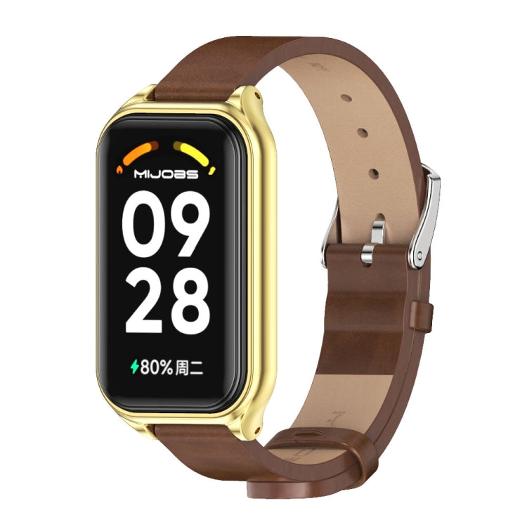 For Redmi Band 2 Mijobs Metal Shell Microfiber PU Leather Watch Band