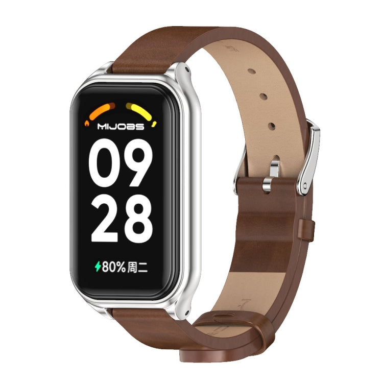 For Redmi Band 2 Mijobs Metal Shell Microfiber PU Leather Watch Band