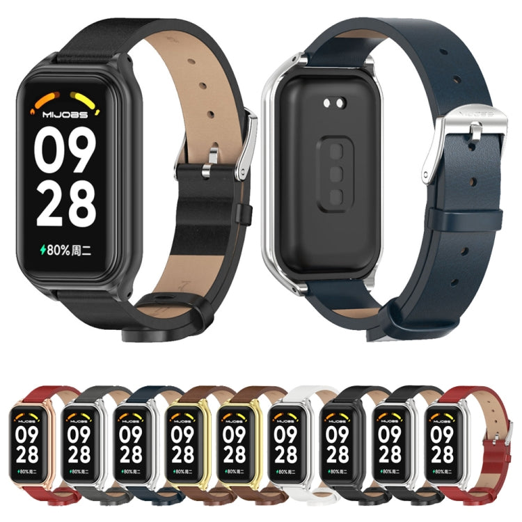 For Redmi Band 2 Mijobs Metal Shell Microfiber PU Leather Watch Band