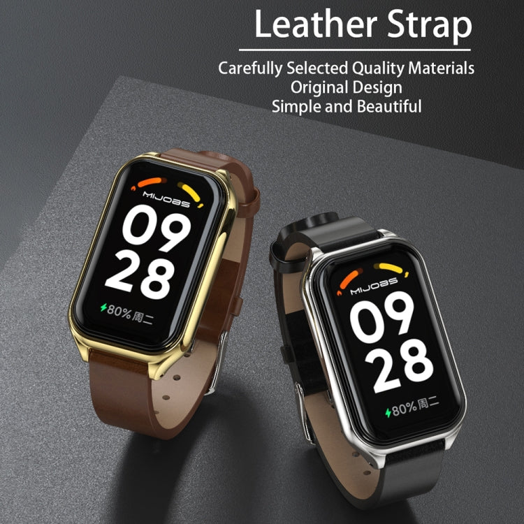 For Redmi Band 2 Mijobs Metal Shell Microfiber PU Leather Watch Band