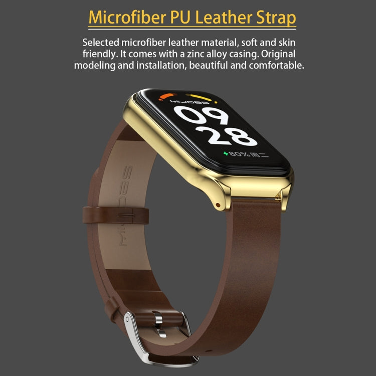For Redmi Band 2 Mijobs Metal Shell Microfiber PU Leather Watch Band