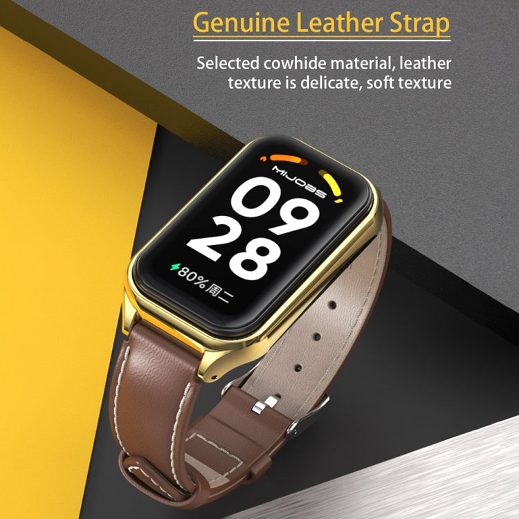 For Redmi Band 2 Mijobs Metal Shell Microfiber PU Leather Watch Band