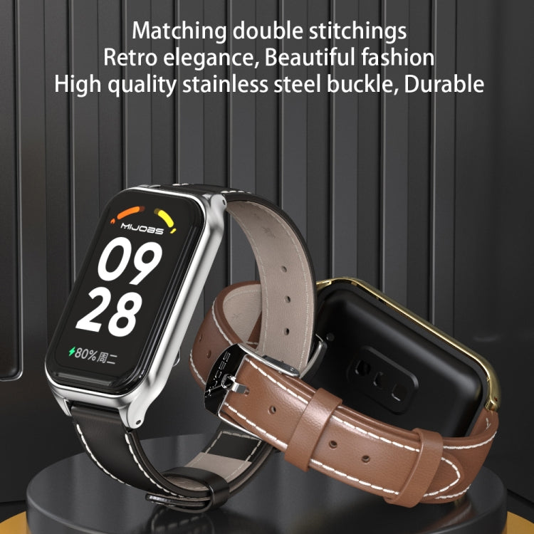 For Redmi Band 2 Mijobs Metal Shell Microfiber PU Leather Watch Band
