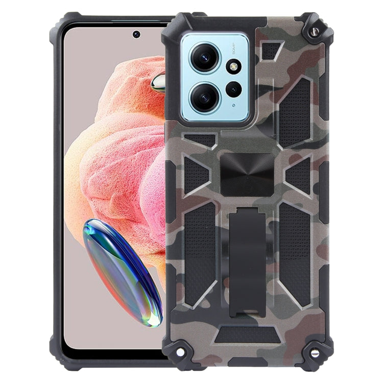 For Xiaomi Redmi Note 12 4G Camouflage Armor Kickstand TPU + PC Magnetic Phone Case