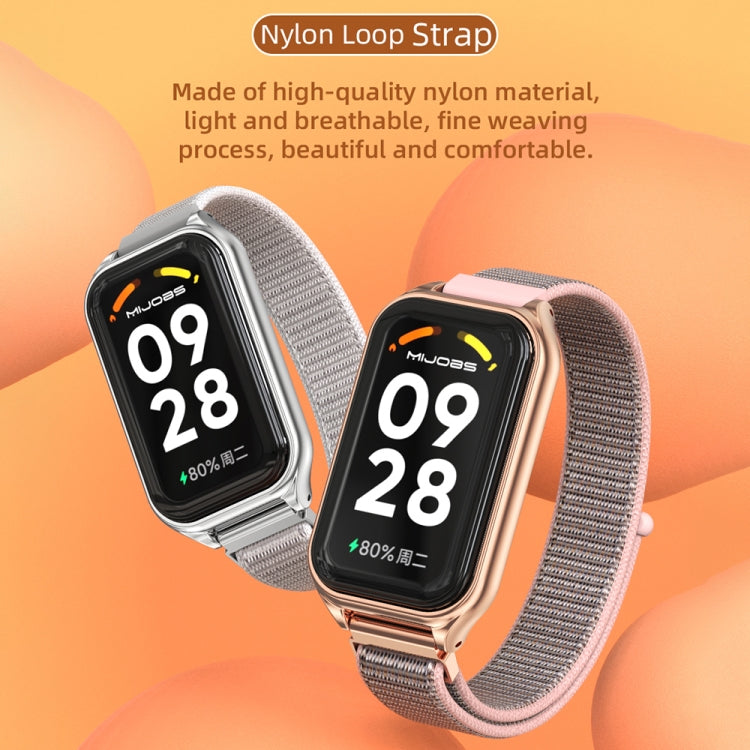 For Redmi Band 2 Mijobs Metal Shell Nylon Breathable Watch Band