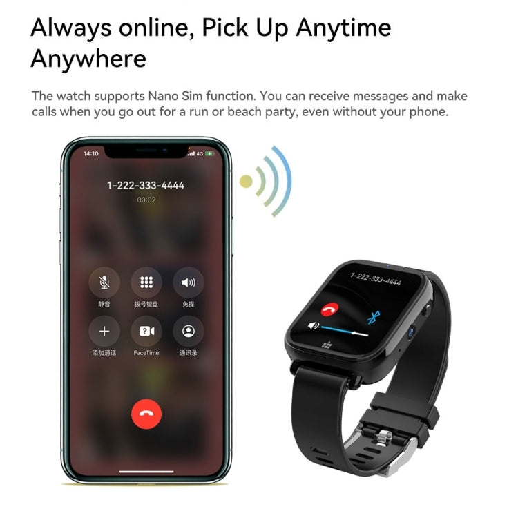 Z20 1.75 inch Screen 4G LTE Smart Watch Android 9 OS 4GB+128GB - Black