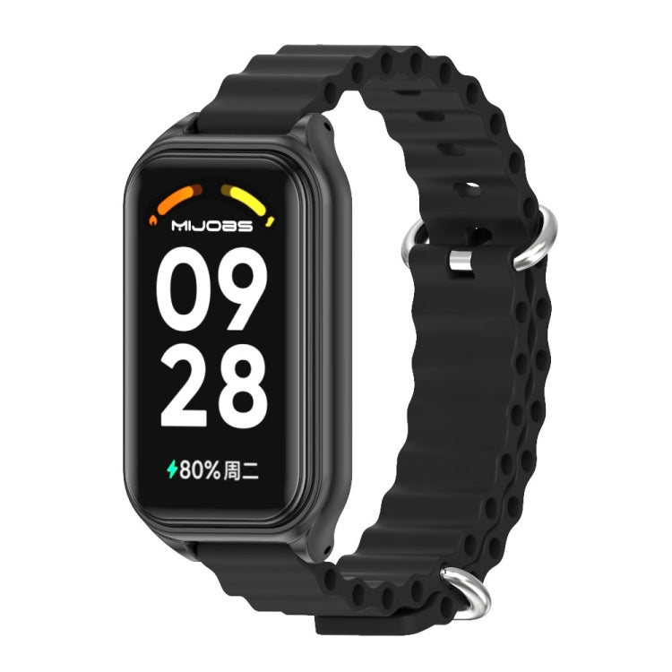 For Redmi Band 2 Mijobs Metal Shell Ocean Silicone Watch Band