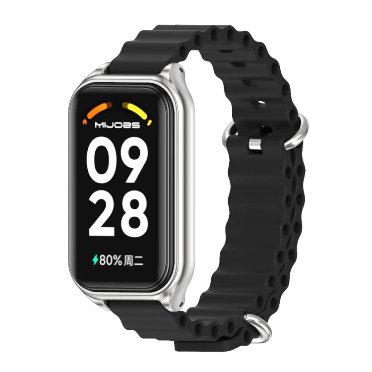 For Redmi Band 2 Mijobs Metal Shell Ocean Silicone Watch Band