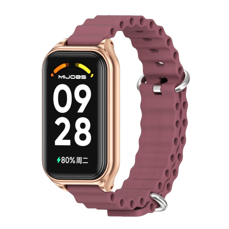 For Redmi Band 2 Mijobs Metal Shell Ocean Silicone Watch Band