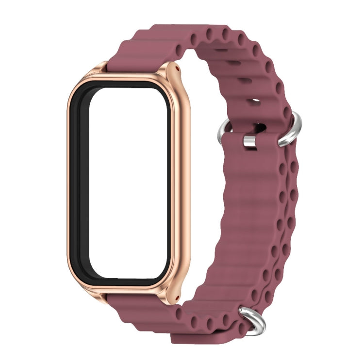For Redmi Band 2 Mijobs Metal Shell Ocean Silicone Watch Band