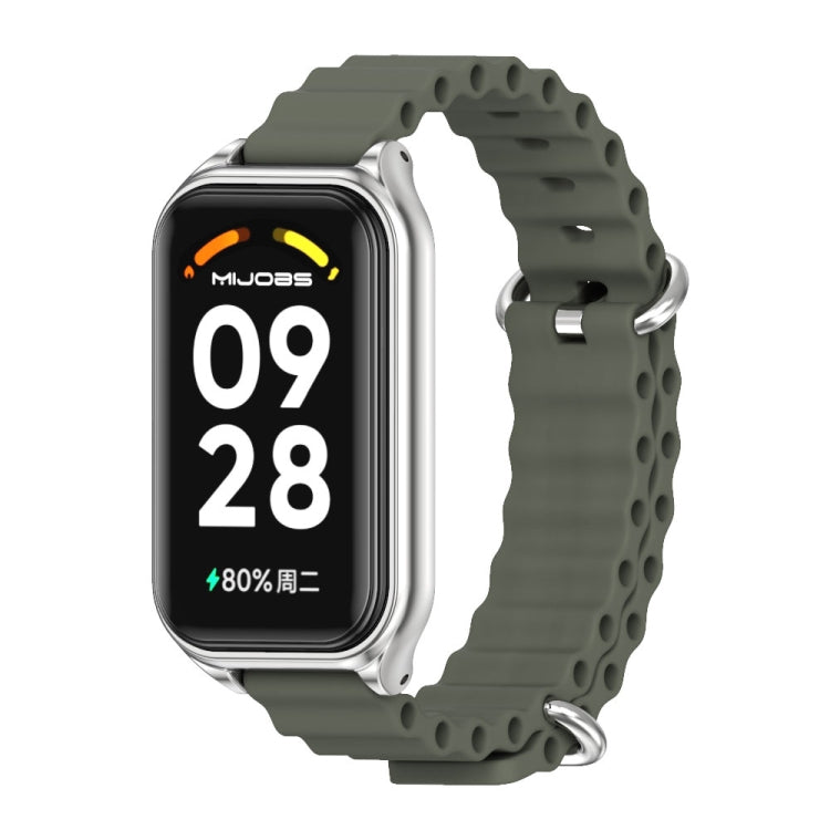 For Redmi Band 2 Mijobs Metal Shell Ocean Silicone Watch Band