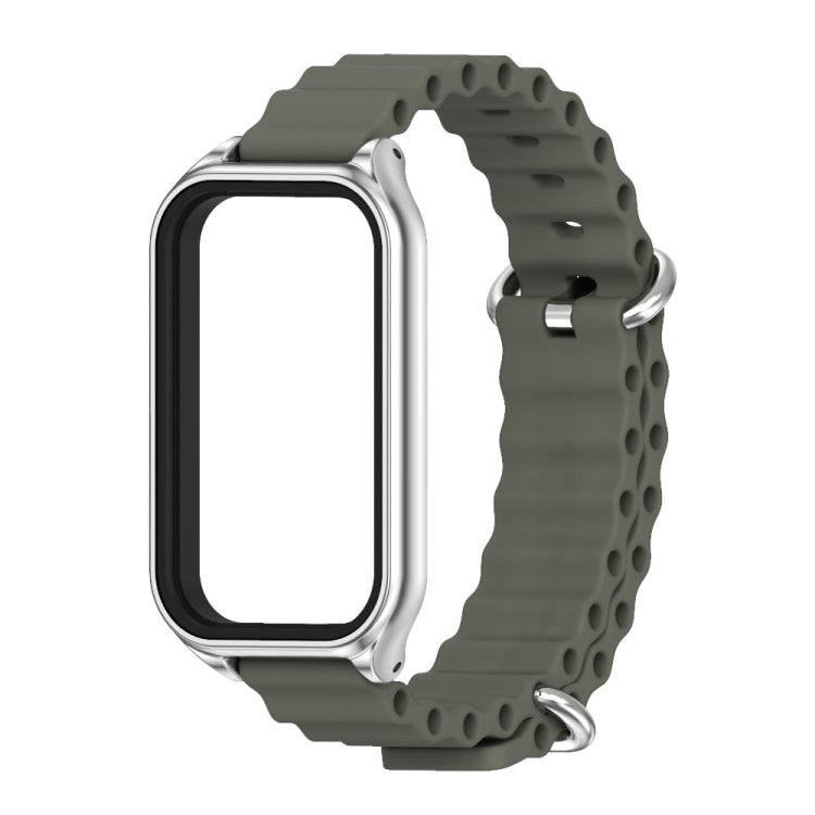 For Redmi Band 2 Mijobs Metal Shell Ocean Silicone Watch Band