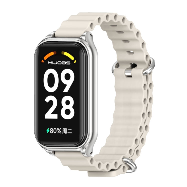 For Redmi Band 2 Mijobs Metal Shell Ocean Silicone Watch Band
