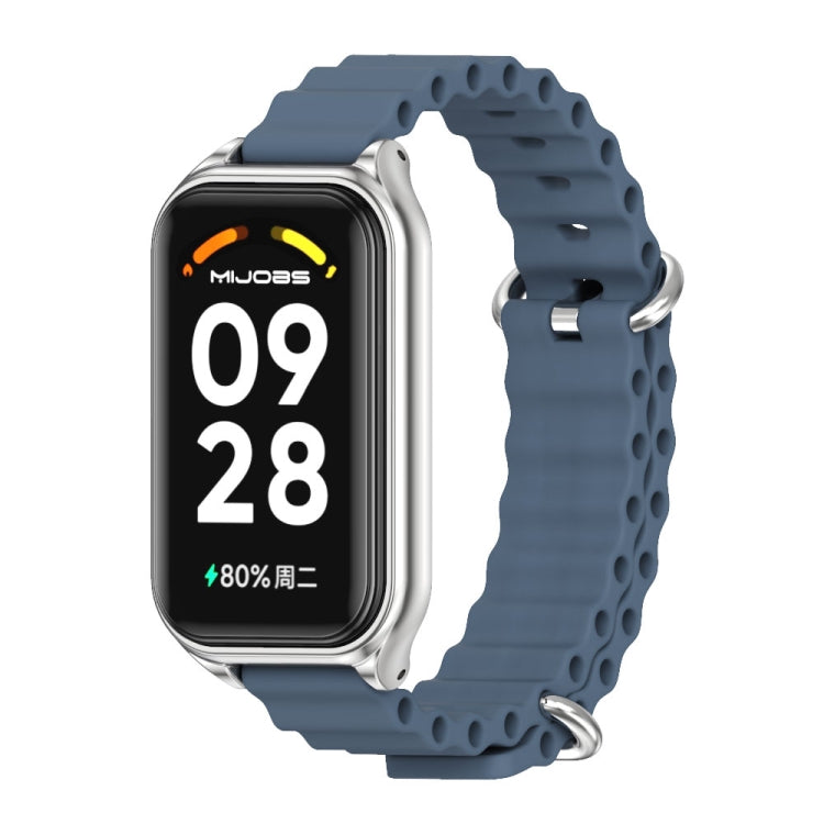 For Redmi Band 2 Mijobs Metal Shell Ocean Silicone Watch Band