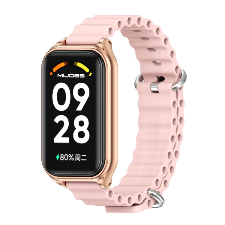 For Redmi Band 2 Mijobs Metal Shell Ocean Silicone Watch Band