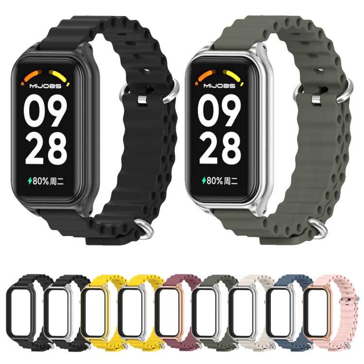 For Redmi Band 2 Mijobs Metal Shell Ocean Silicone Watch Band