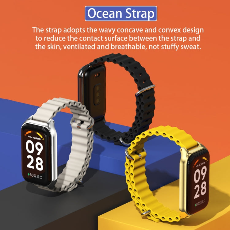 For Redmi Band 2 Mijobs Metal Shell Ocean Silicone Watch Band