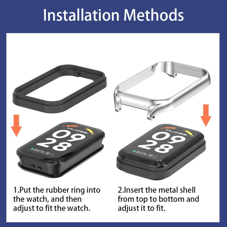 For Redmi Band 2 Mijobs Metal Shell Ocean Silicone Watch Band