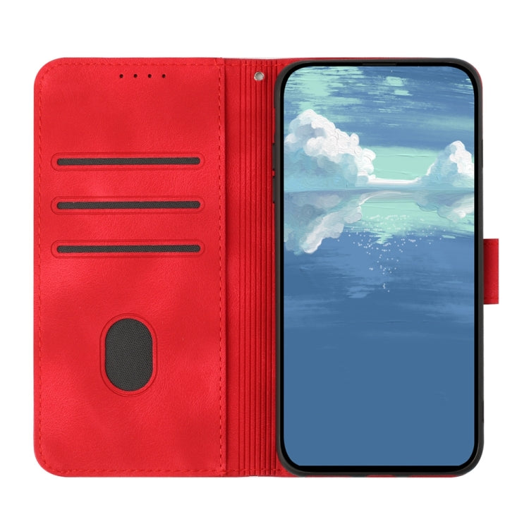 For iPhone 16 Pro Max Line Pattern Skin Feel Leather Phone Case