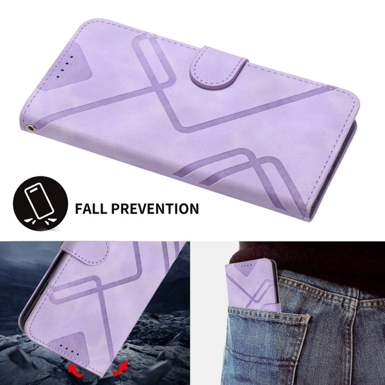 For iPhone 16 Pro Max Line Pattern Skin Feel Leather Phone Case