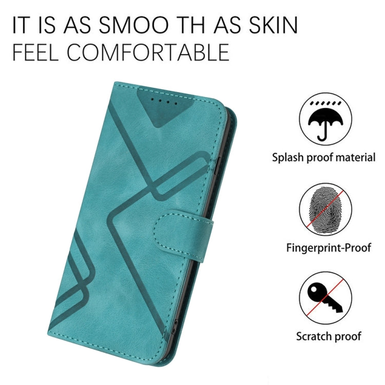 For iPhone 16 Pro Max Line Pattern Skin Feel Leather Phone Case