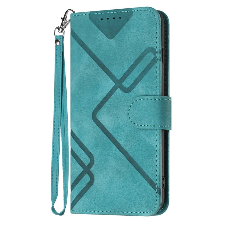 For iPhone 16 Pro Line Pattern Skin Feel Leather Phone Case