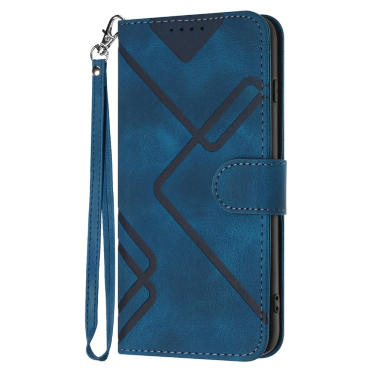 For iPhone 16 Line Pattern Skin Feel Leather Phone Case