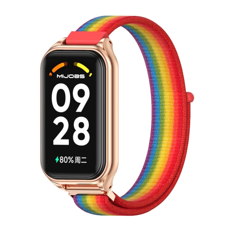 For Redmi Band 2 Mijobs Metal Shell Breathable Nylon Loop Watch Band