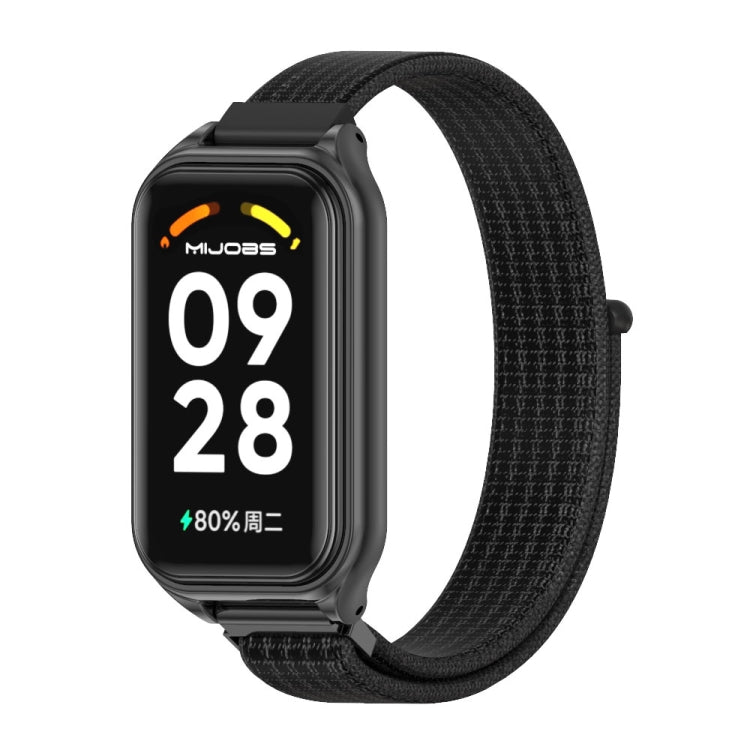 For Redmi Band 2 Mijobs Metal Shell Breathable Nylon Loop Watch Band