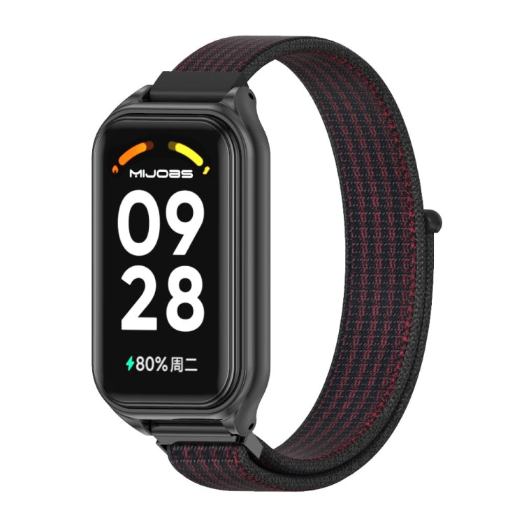 For Redmi Band 2 Mijobs Metal Shell Breathable Nylon Loop Watch Band