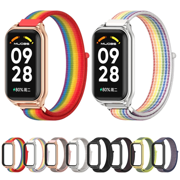 For Redmi Band 2 Mijobs Metal Shell Breathable Nylon Loop Watch Band