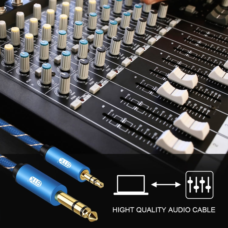 EMK 3.5mm Jack Male to 6.35mm Jack Male Gold Plated Connector Nylon Braid AUX Cable for Computer / X-BOX / PS3 / CD / DVD, Cable Length:1m(Dark Blue)