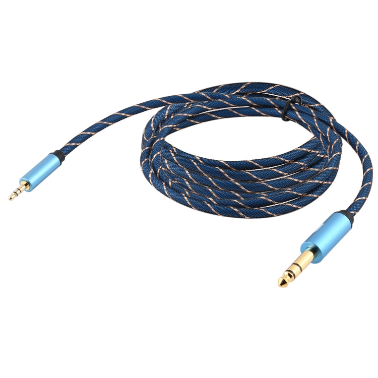EMK 3.5mm Jack Male to 6.35mm Jack Male Gold Plated Connector Nylon Braid AUX Cable for Computer / X-BOX / PS3 / CD / DVD, Cable Length:5m(Dark Blue)