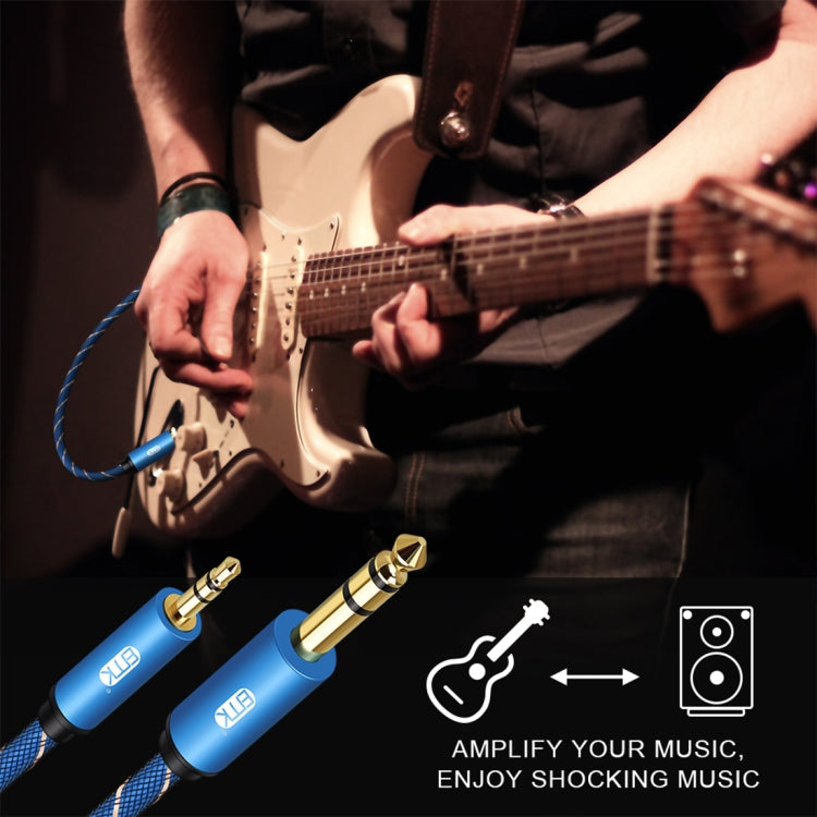 EMK 3.5mm Jack Male to 6.35mm Jack Male Gold Plated Connector Nylon Braid AUX Cable for Computer / X-BOX / PS3 / CD / DVD, Cable Length:5m(Dark Blue)
