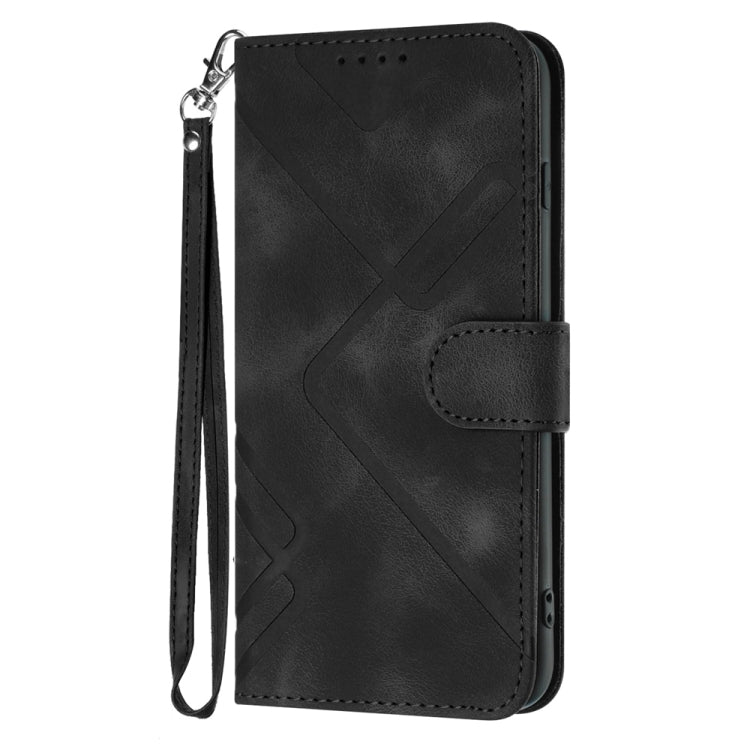 For Motorola Moto G35 Line Pattern Skin Feel Leather Phone Case