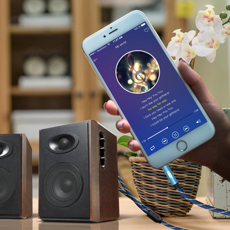 EMK 3.5mm Jack Male to 2 x RCA Male Gold Plated Connector Speaker Audio Cable, Cable Length:1.5m(Dark Blue)