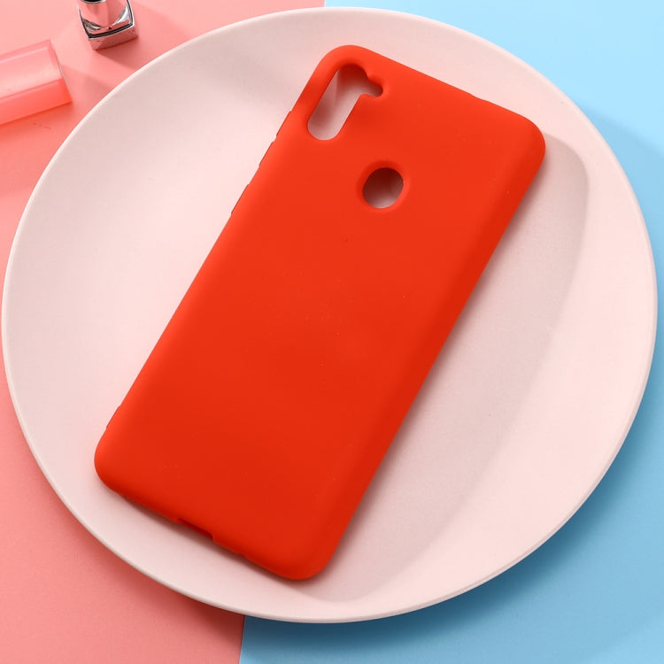 For Samsung Galaxy M11/A11 EU Solid Color Liquid Silicone Shockproof Full Coverage Protective Case