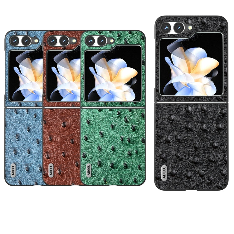 For Samsung Galaxy Z Flip6 / Flip7 FE ABEEL Genuine Leather Ostrich Texture Phone Case