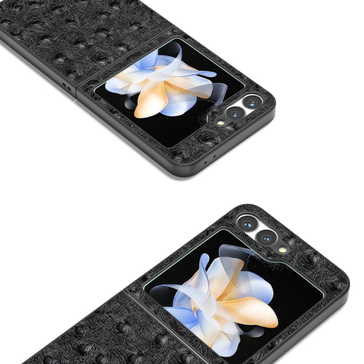 For Samsung Galaxy Z Flip6 / Flip7 FE ABEEL Genuine Leather Ostrich Texture Phone Case