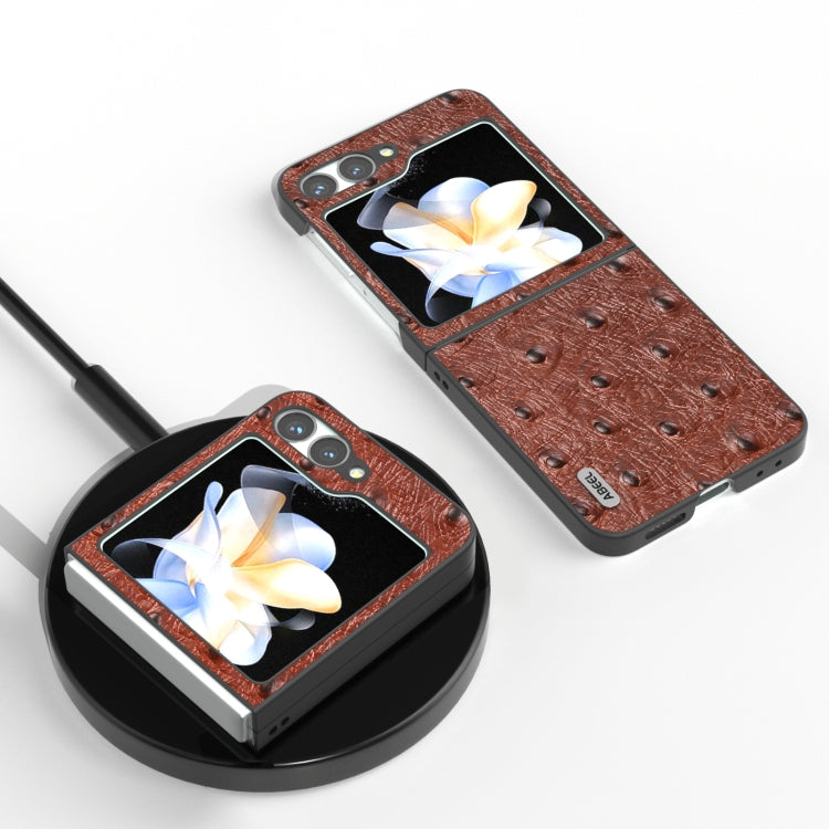 For Samsung Galaxy Z Flip6 / Flip7 FE ABEEL Genuine Leather Ostrich Texture Phone Case