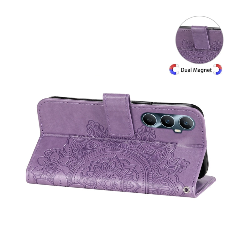 For Realme C65 4G Seven-petal Flowers Embossing Leather Phone Case