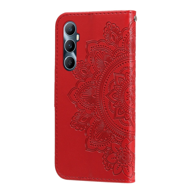 For Realme C65 4G Seven-petal Flowers Embossing Leather Phone Case